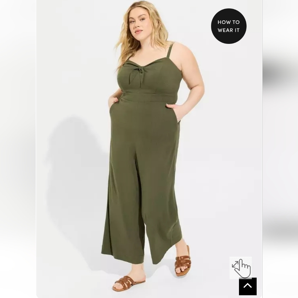 Torrid Rayon Slub Tie Front Jumpsuit